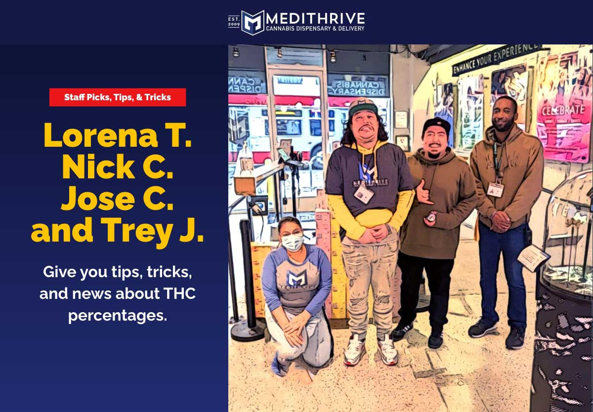 image of MediThrive team who is giving you tips tricks and secrets about THC percentages in the cannabis industry